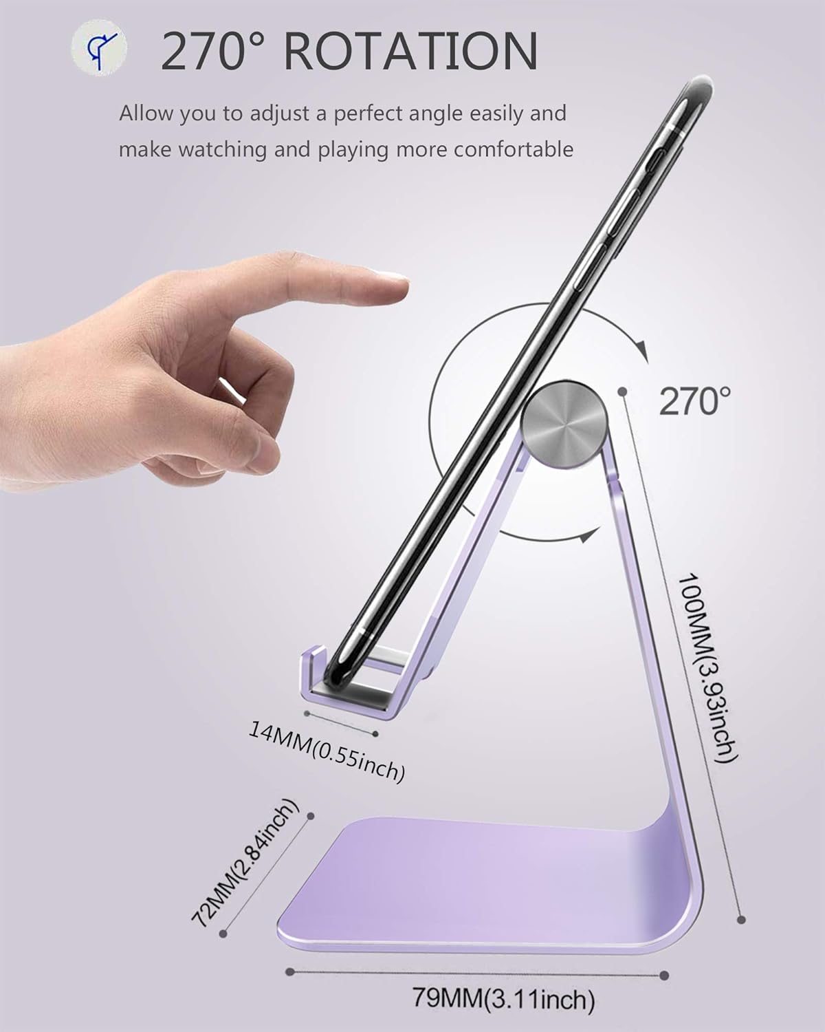 CreaDream Soporte ajustable para teléfono celular, soporte para teléfono, cuna, muelle, soporte, soporte de escritorio de aluminio compatible con