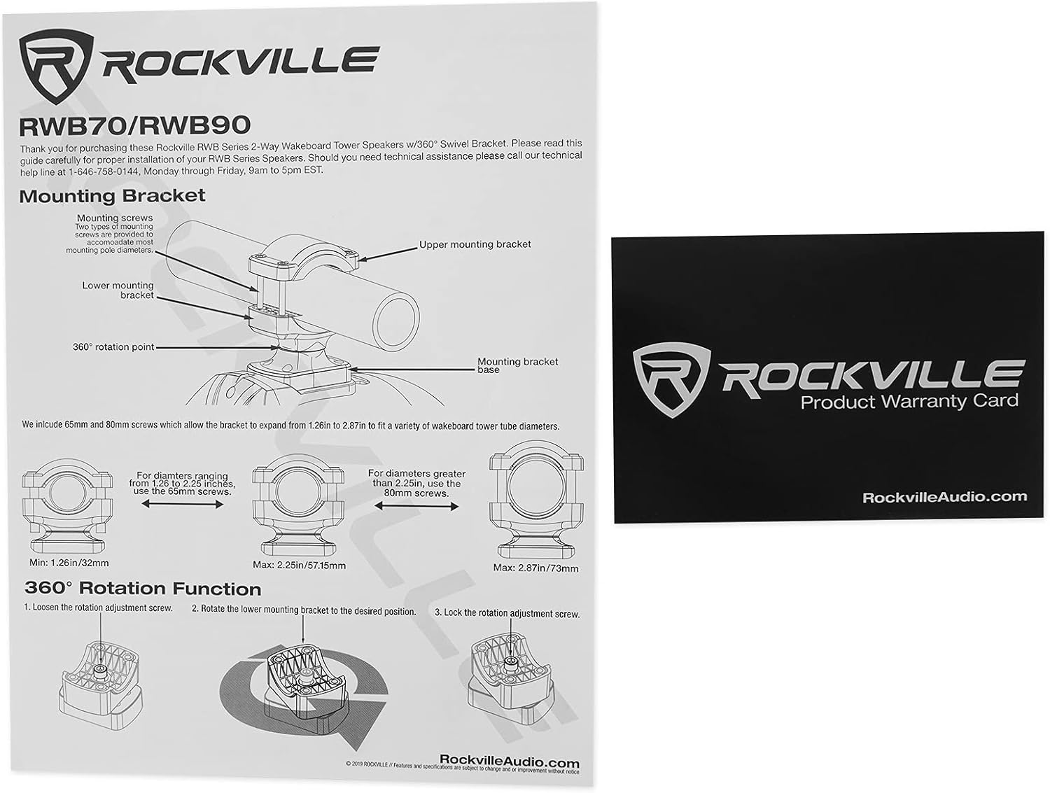 Rockville RGHR45 Receptor de agujero de calibre marino de 4 zonas, BluetoothRadioPaquete remoto con cable con (4) Rockville RWB90B Negro 8″ 300w