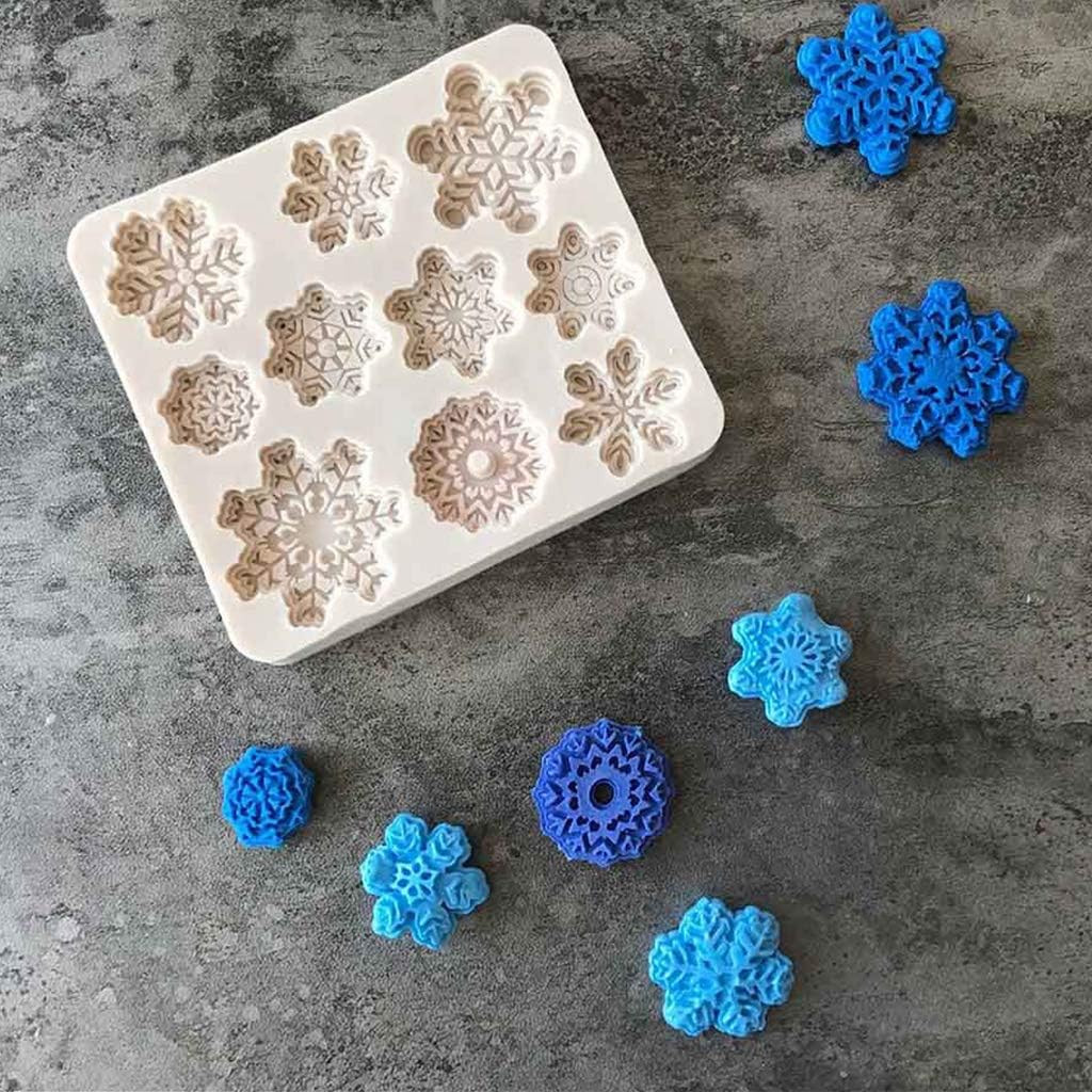 Molde de silicona para pastel de fondant de copo de nieve de Navidad, molde de caramelo de chocolate, decoración de bricolaje, decoraciones de