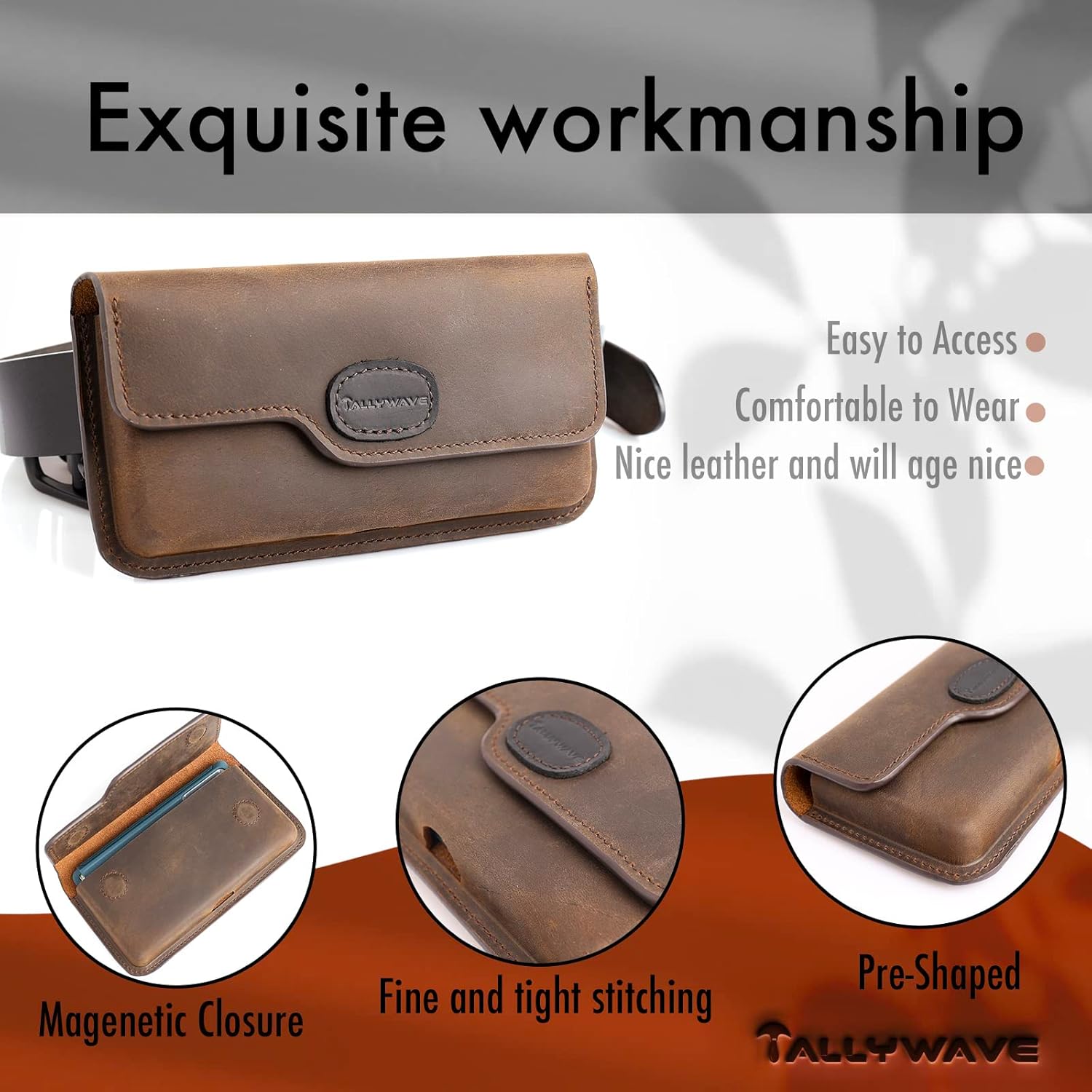 Funda de cuero para teléfono con clip para cinturón para Samsung Galaxy S23 Ultra, iPhone 14 Pro Max, bolsa de cuero para teléfono celular con