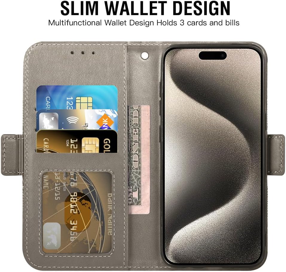 Asuwish Funda compatible con iPhone 15 Pro Max de 6.7 pulgadas y protector de pantalla de vidrio templado, tarjetero con tapa para teléfono celular