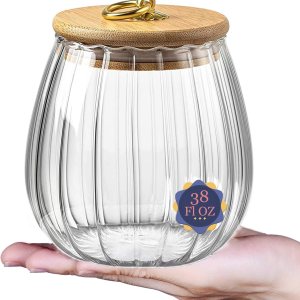 38 FL OZ Glass Jars with Bamboo Lids, Glass Containers with Airtight Lids for Storage, Large Candy Jars for Coffee Nuts Cookie, Decorative Glass 38 FL OZ Glass Jars with Bamboo Lids, Glass Containers with Airtight Lids for Storage, Large Candy Jars for Coffee Nuts Cookie, Decorative Glass