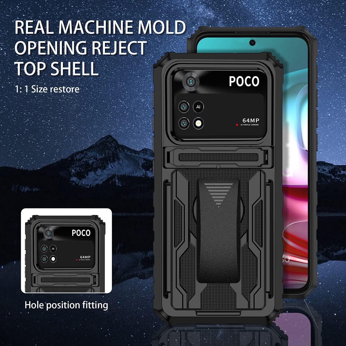 CCSamll – Funda para Xiaomi Poco M4 Pro 4G (no 5G) con funda de clip para cinturón, funda de protección resistente de grado militar con soporte,