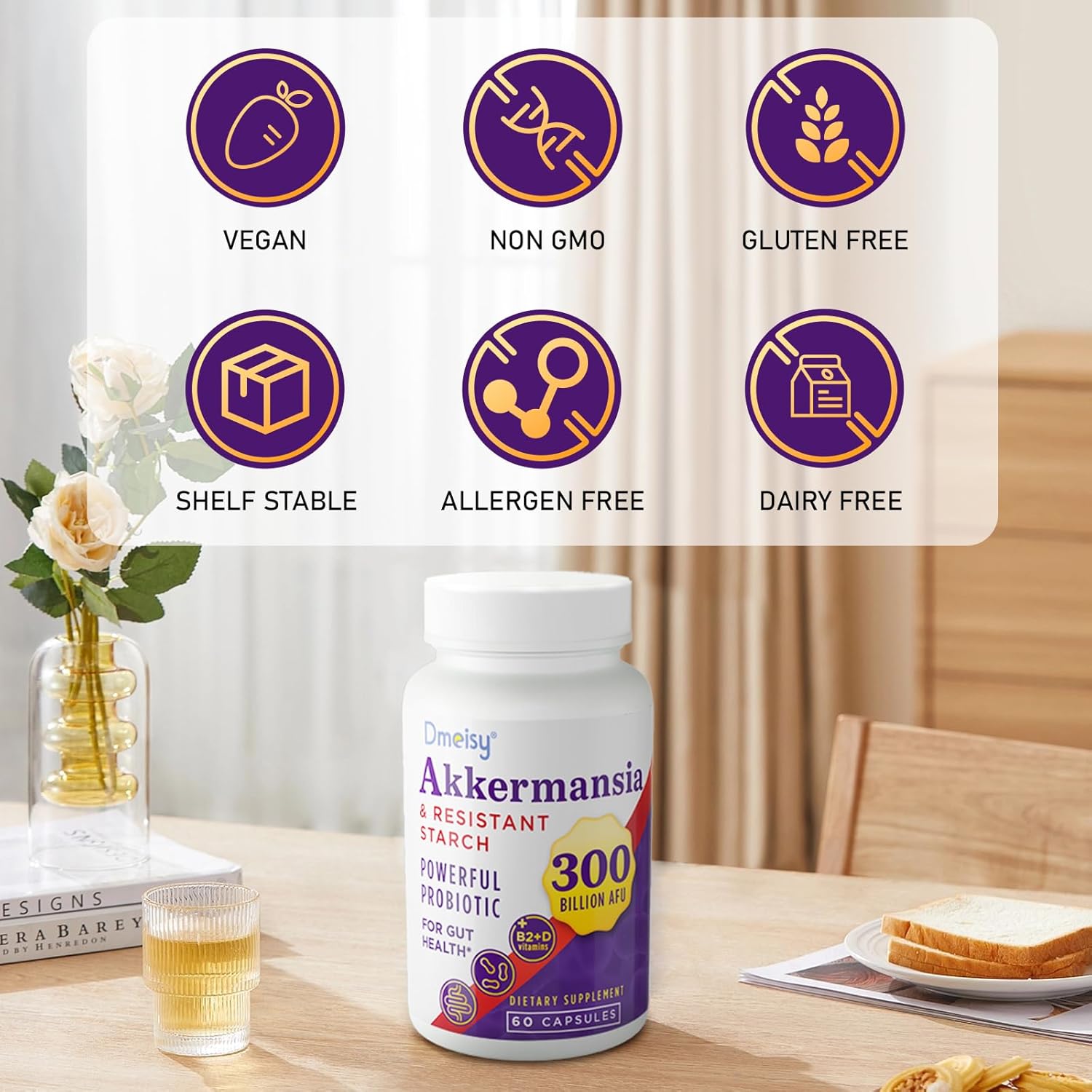 300 mil millones de AFU Akkermansia Muciniphila – Probióticos vivos Akkermansia para hombres y mujeres, para GLP-1, digestivo, intestino, inmune y