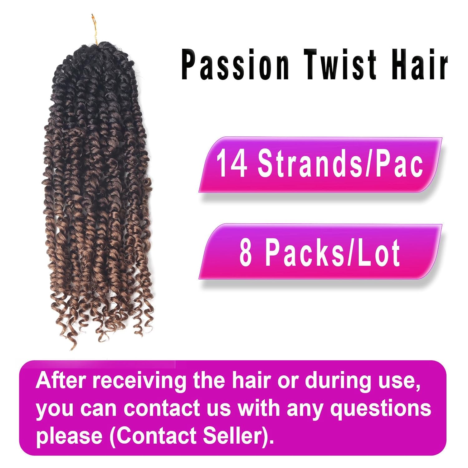 Cabello de estilo Passion Twist ombré de 14 pulgadas, cabello de ganchillo Passion Twist para mujeres negras, trenzas bohemias pretrenzadas de