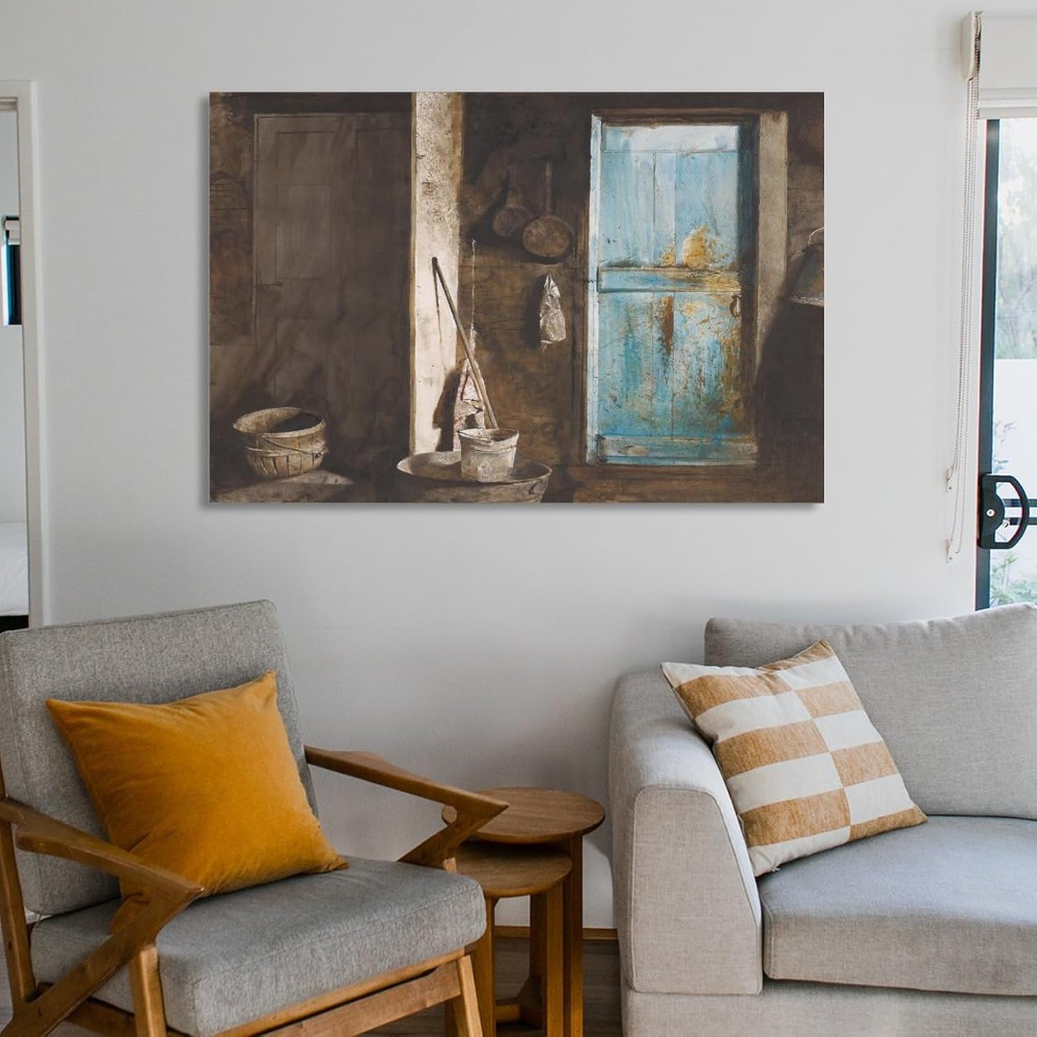 Álvaro y Christina por Andrew Wyeth – Póster de arte de pared, lienzo con pergaminos, pintura, imagen, decoración de la sala de estar, enmarcadasin