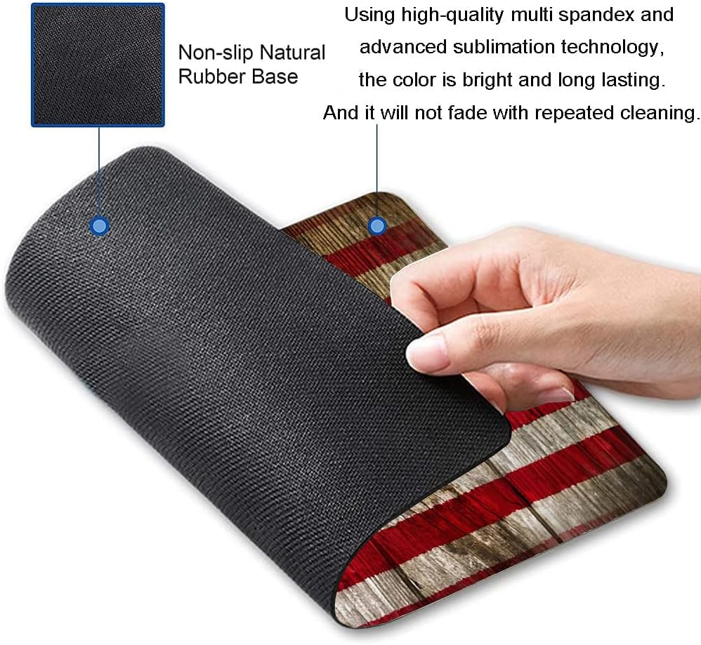 Alfombrilla de mouse cuadrada personalizada para juegos, alfombrilla de mouse de oficina, diseño único de grano de madera con bandera