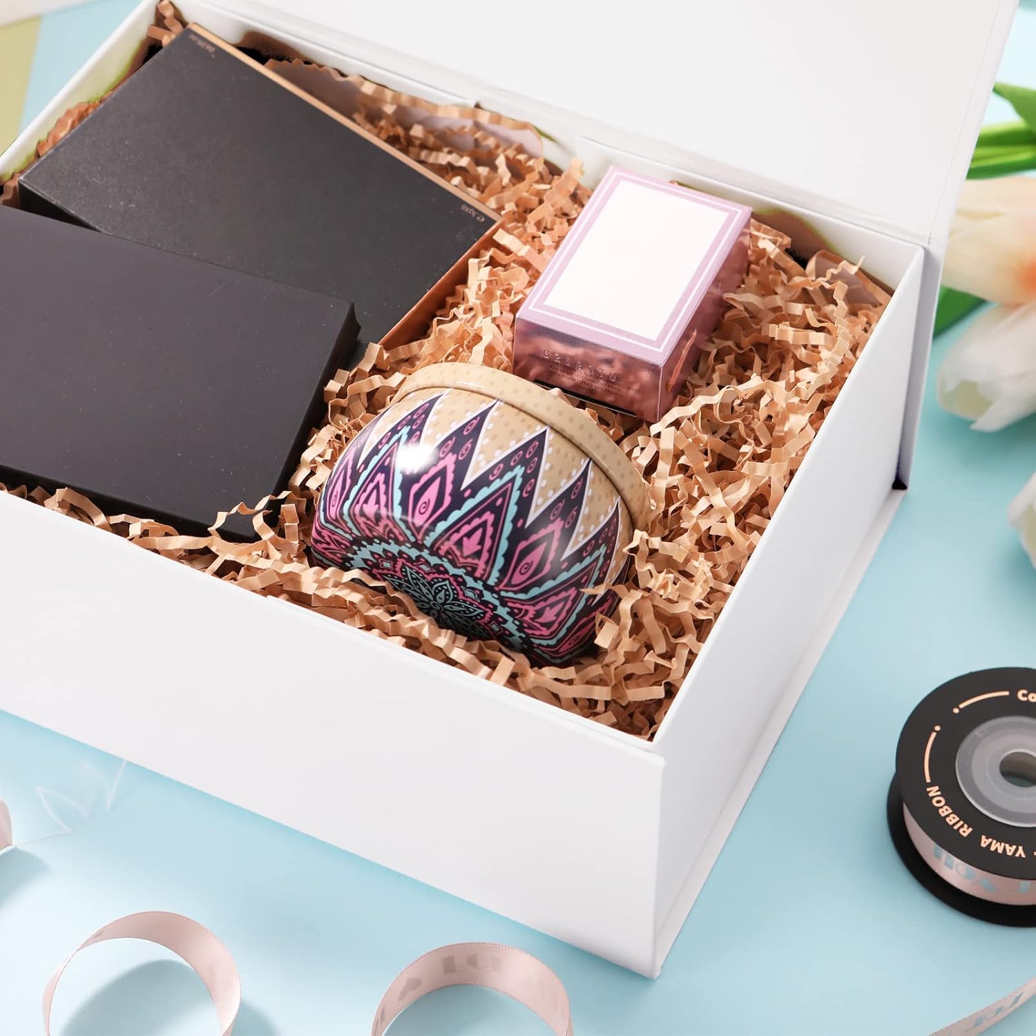 Caja de regalo de 9 x 6.5 x 3.5 pulgadas, caja de regalo blanca con tapa, caja de propuesta de dama de honor, caja de regalo de cierre magnético,