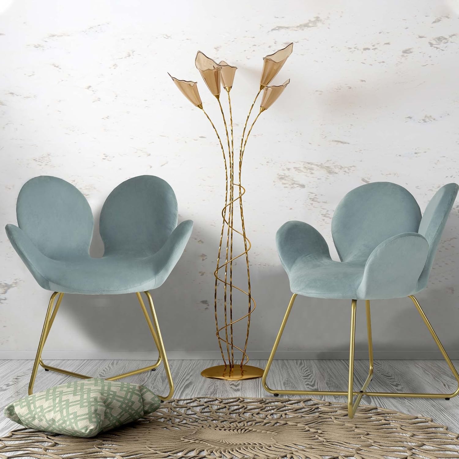 ANOUR Sillas decorativas modernas de terciopelo, sillas de sala de estar con patas de metal dorado, sillas de tocador tapizadas, sillones
