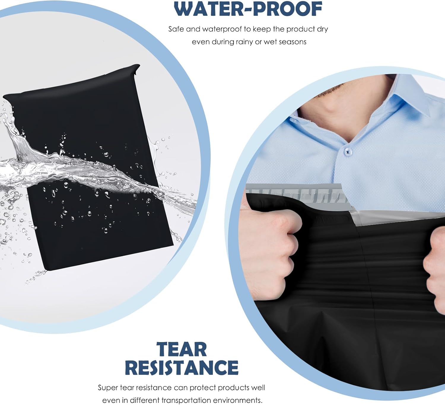GSSUSA Paquete de 50 sobres de polietileno de 12 x 15.5 pulgadas, bolsas de envío autoadhesivas para ropa, sobres de envío negros impermeables para