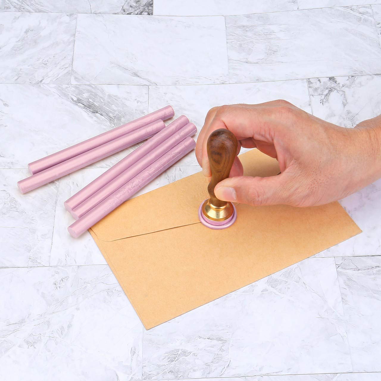 Yoption 15 varillas de cera para sellar con pistola de pegamento, ideal para invitaciones de boda, tarjetas, sobres (rosa)