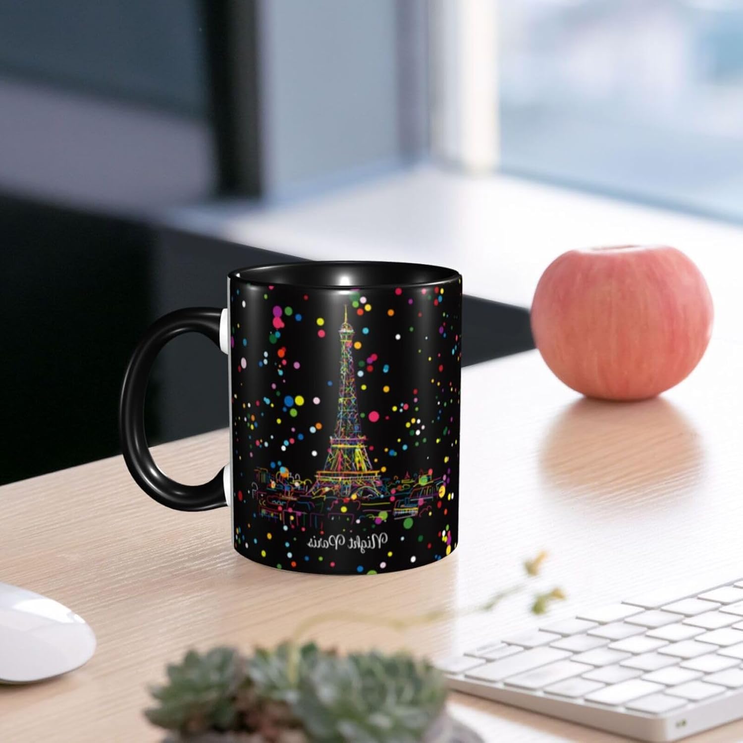 Taza de café colorida de la Torre Eiffel de París de 11 onzas, taza de té de cerámica, para mujeres y hombres, regalos para oficina, hogar,
