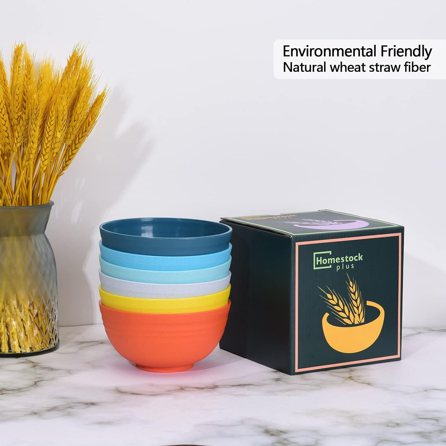 Homestockplus Juego de 6 cuencos de cereales irrompibles de 25 onzas, aptos para microondas y lavavajillas, sin BPA, para servir sopa, avena, pasta