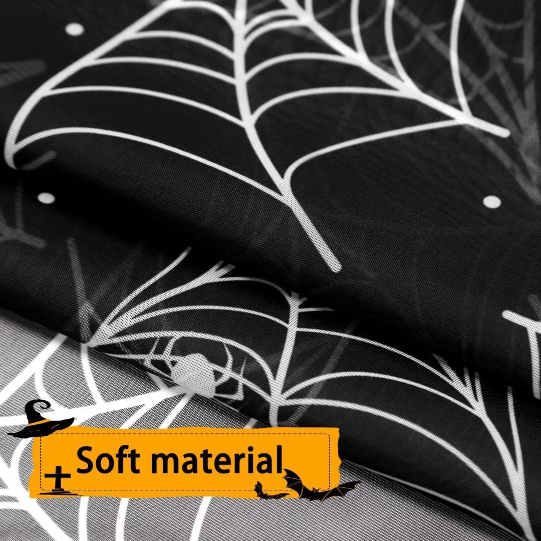 Karseteli Cortinas de Halloween para sala de estar, cortinas transparentes negras de 84 pulgadas de largo, 2 paneles de decoración de Halloween para