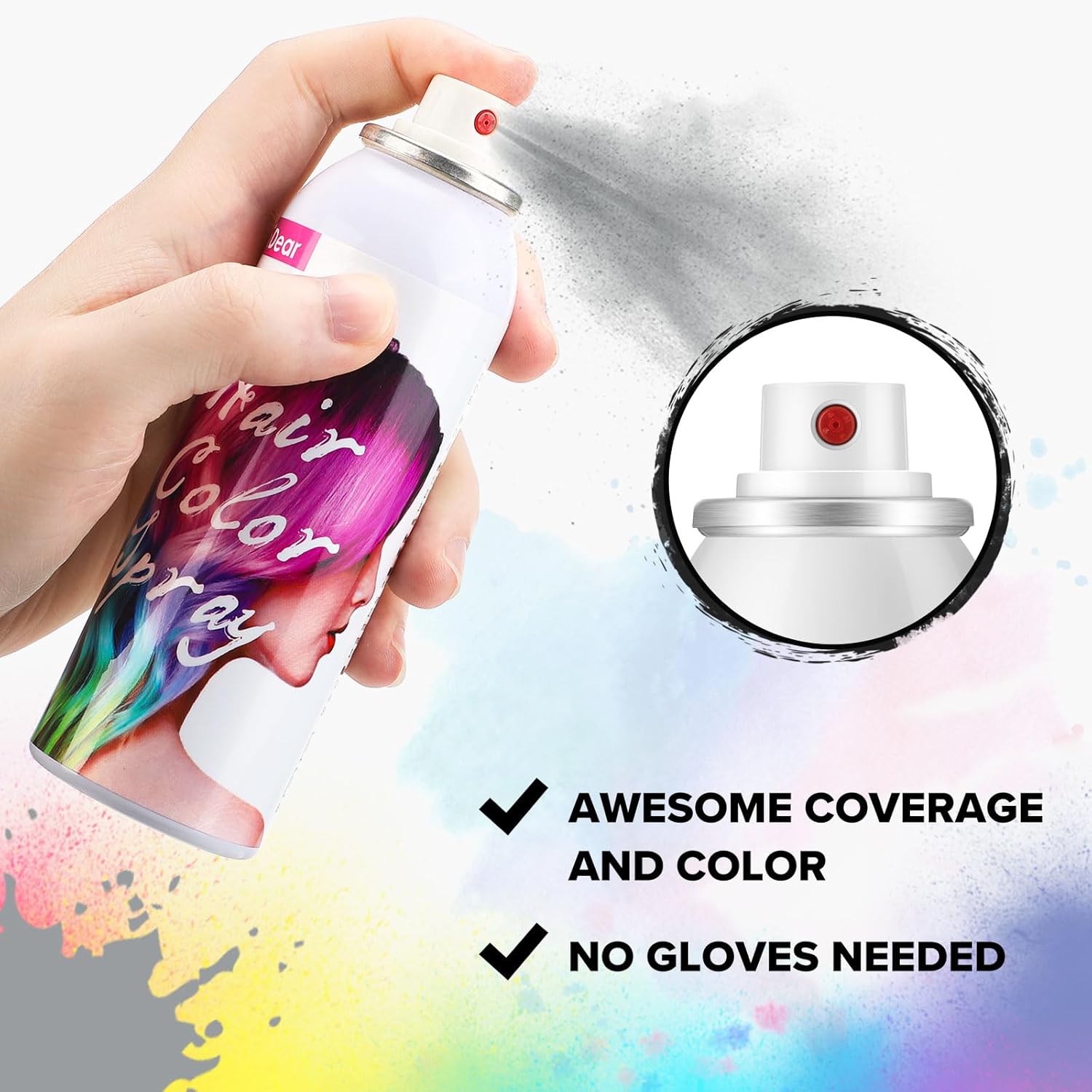 Tinte en aerosol para el cabello gris, color de un solo uso para el día del cabello loco, spray temporal para fiesta de Navidad, tinte temporal para