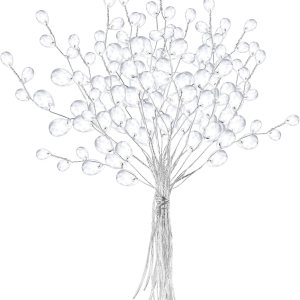 IMIKEYA 50 piezas de tallos de gota de cuentas acrílicas de cristal, ramos artificiales, tallos florales transparentes, aerosoles decorativos para IMIKEYA 50 piezas de tallos de gota de cuentas acrílicas de cristal, ramos artificiales, tallos florales transparentes, aerosoles decorativos para