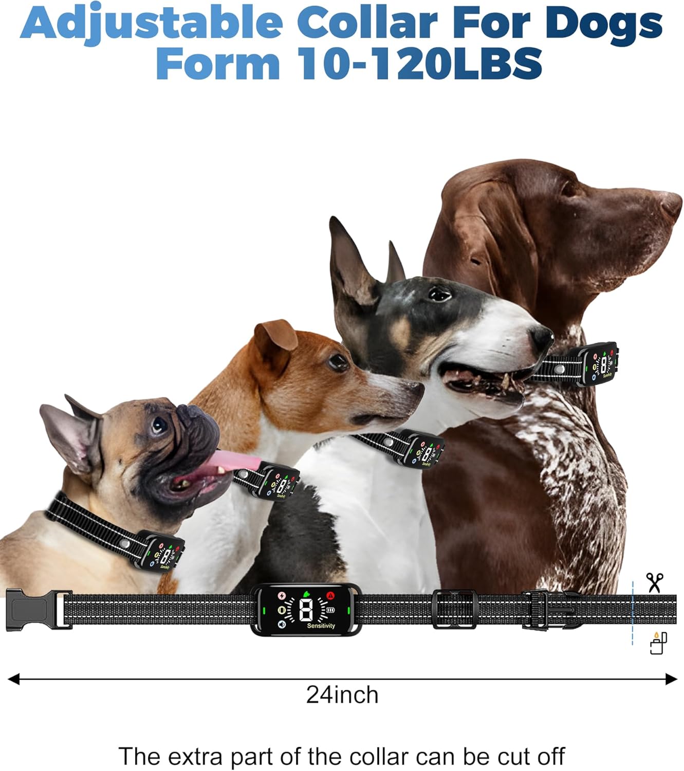 BEESHOP – Collar antiladridos recargable para perros grandes, medianos y pequeños, collar de entrenamiento inteligente antiladridos con 8
