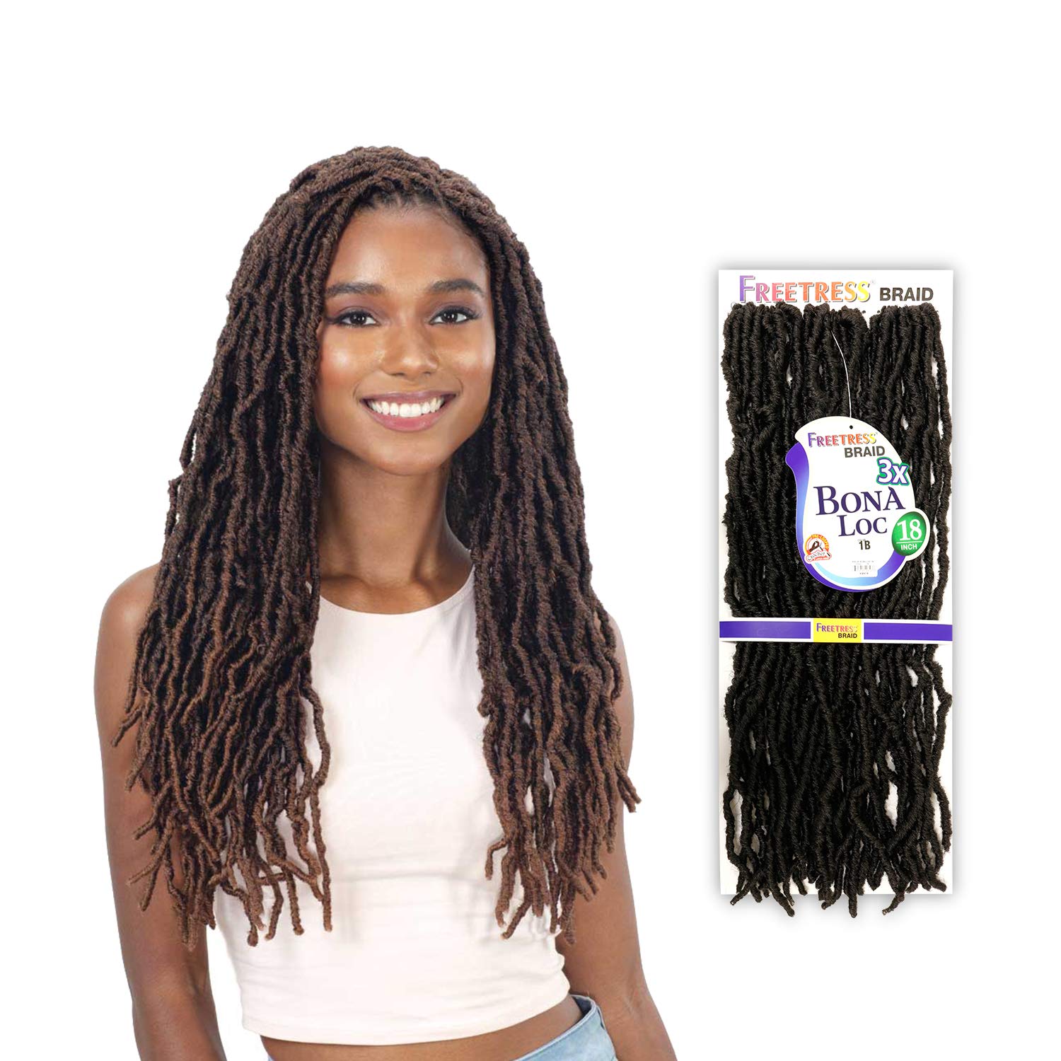 FreeTress – Trenzas de ganchillo 3X Bona Loc de 18 pulgadas (T30)