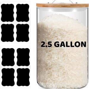 Mifoci Tarros grandes de almacenamiento de vidrio con tapa hermética de bambú, tarro transparente de boca para fermentar kombucha, decapado, Mifoci Tarros grandes de almacenamiento de vidrio con tapa hermética de bambú, tarro transparente de boca para fermentar kombucha, decapado,