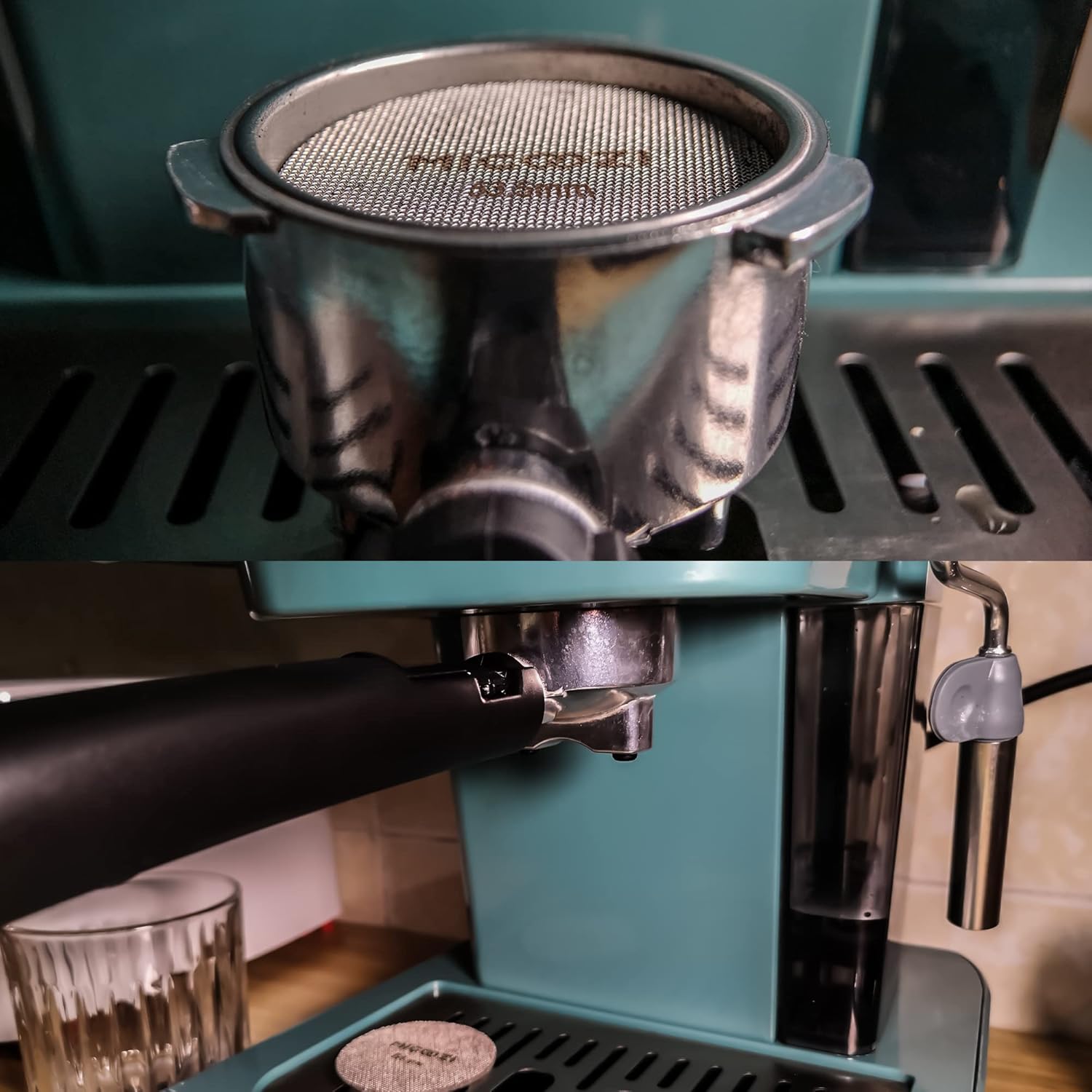 Pantalla de disco de café espresso de 2.106 in, reutilizable, 0.067 in de grosor, acero inoxidable de 100 m, placa de malla de filtro de café