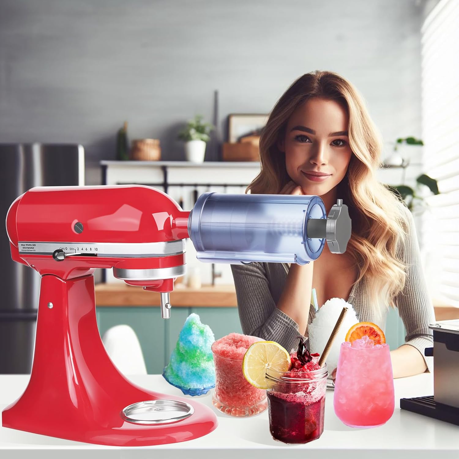 Kitchenaid – Accesorio de hielo afeitado para batidora de pie KitchenAid, accesorio eficiente para afeitadora de hielo, máquina de cono de nieve de