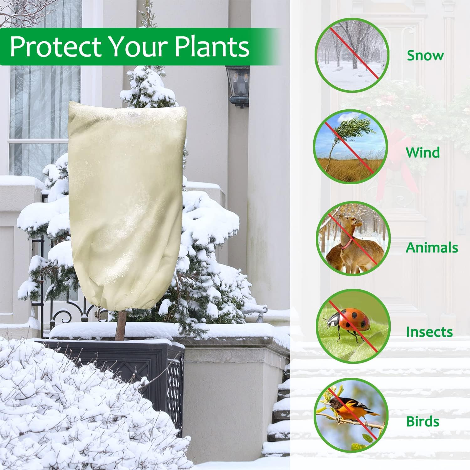 Cubiertas para plantas, protección contra la congelación, 3 paquetes de 31.5 x 47.3 pulgadas, cubiertas de plantas para invierno, mantas de heladas
