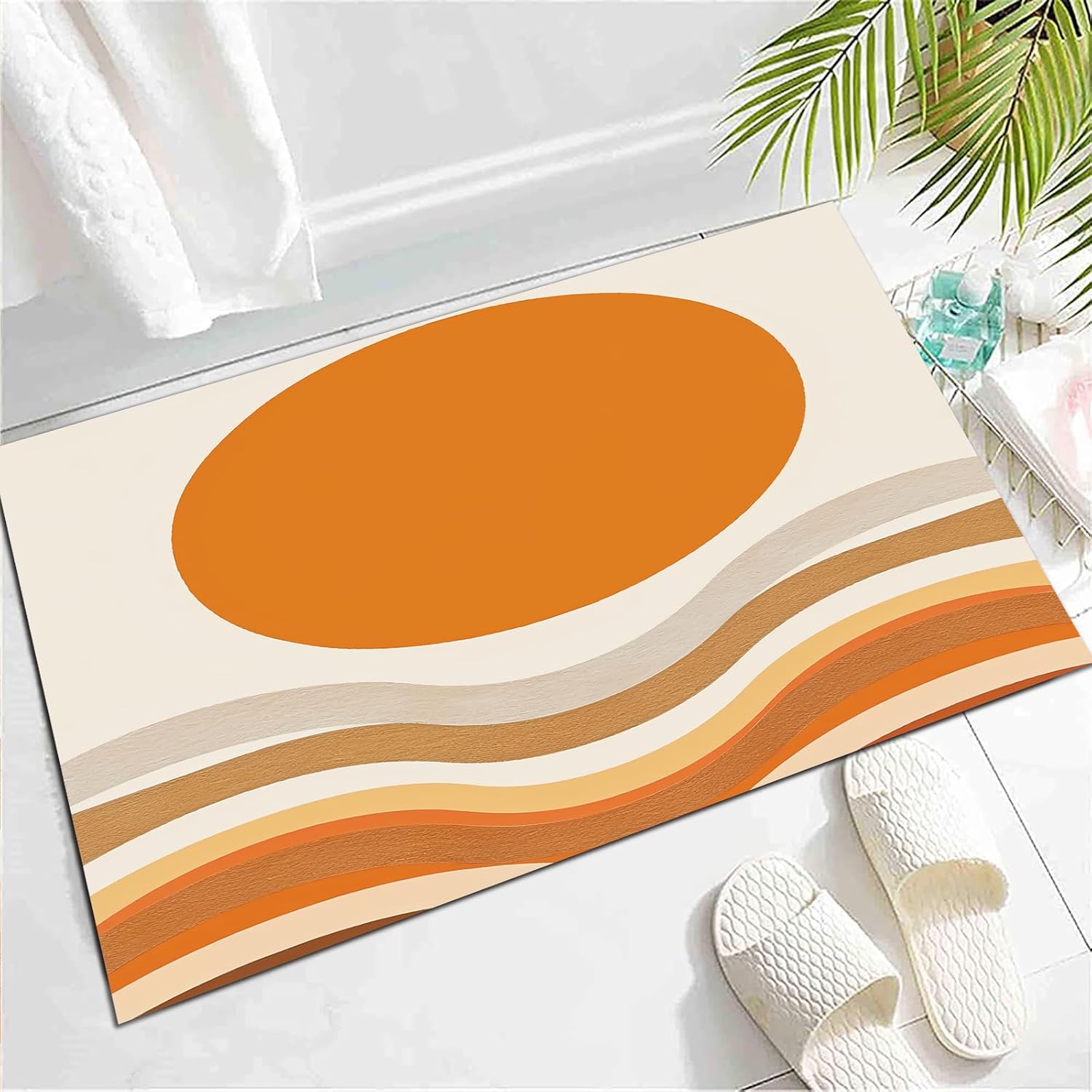 TEBUTI Alfombra antideslizante de arte abstracto de mármol para sala de estar, dormitorio, comedor y cocina