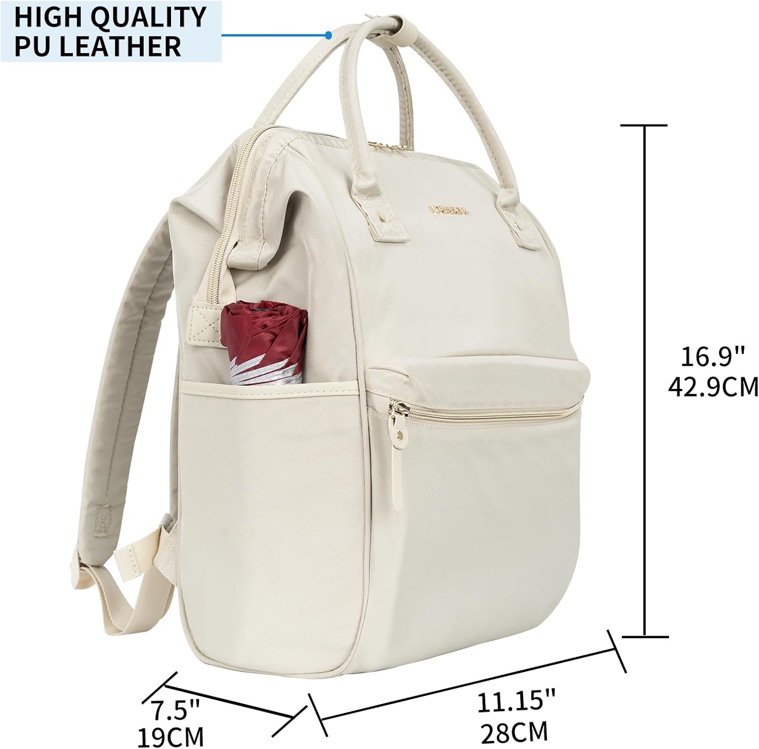 KROSER Mochila para computadora portátil de 15.6 pulgadas, mochila casual universitaria, Beige, Mochila para laptop