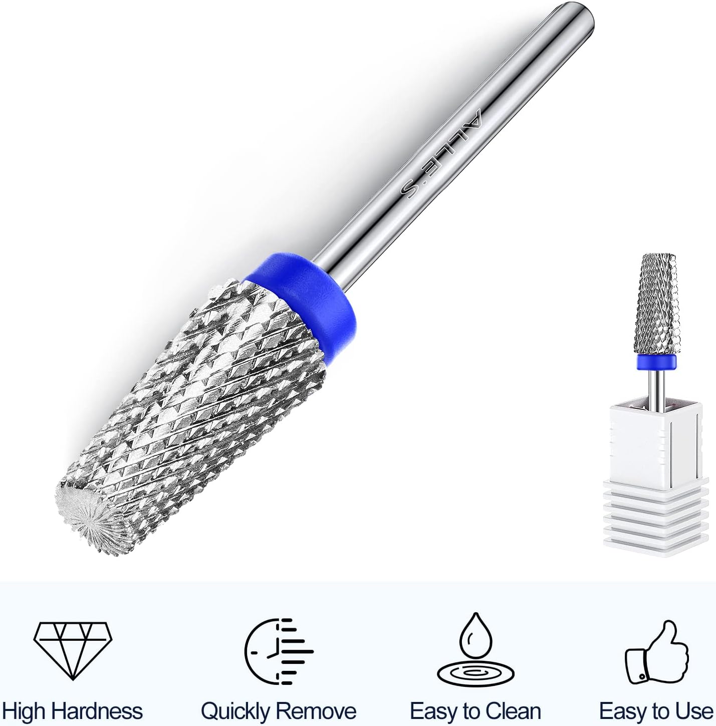 Brocas de uñas de tungsteno, broca de carburo 5 en 1 para uñas acrílicas, eliminación de cutículas de gel de polietileno, brocas de uñas