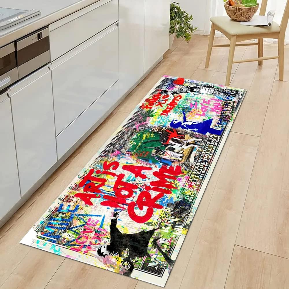 JUST BREATHE Graffiti – Alfombra abstracta con texto en inglés “Follow Your Dreams” Pop Art, alfombra inspiradora para el dinero, alfombra de un