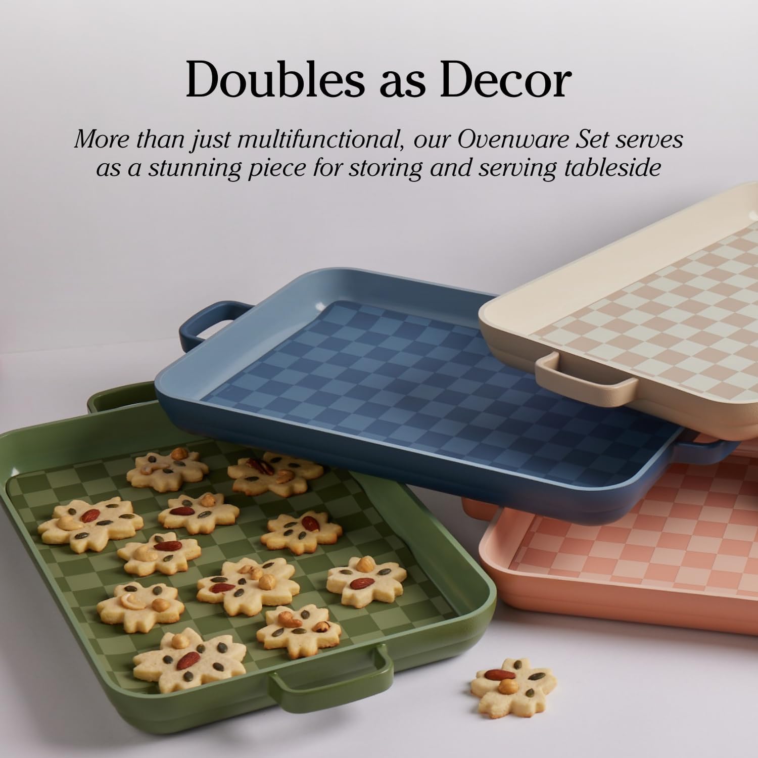 Our Place Ovenware – Juego de 5 piezas antiadherentes, sin toxinas, cerámica y cerámica con bandeja para horno, panaderos y alfombrilla para horno,
