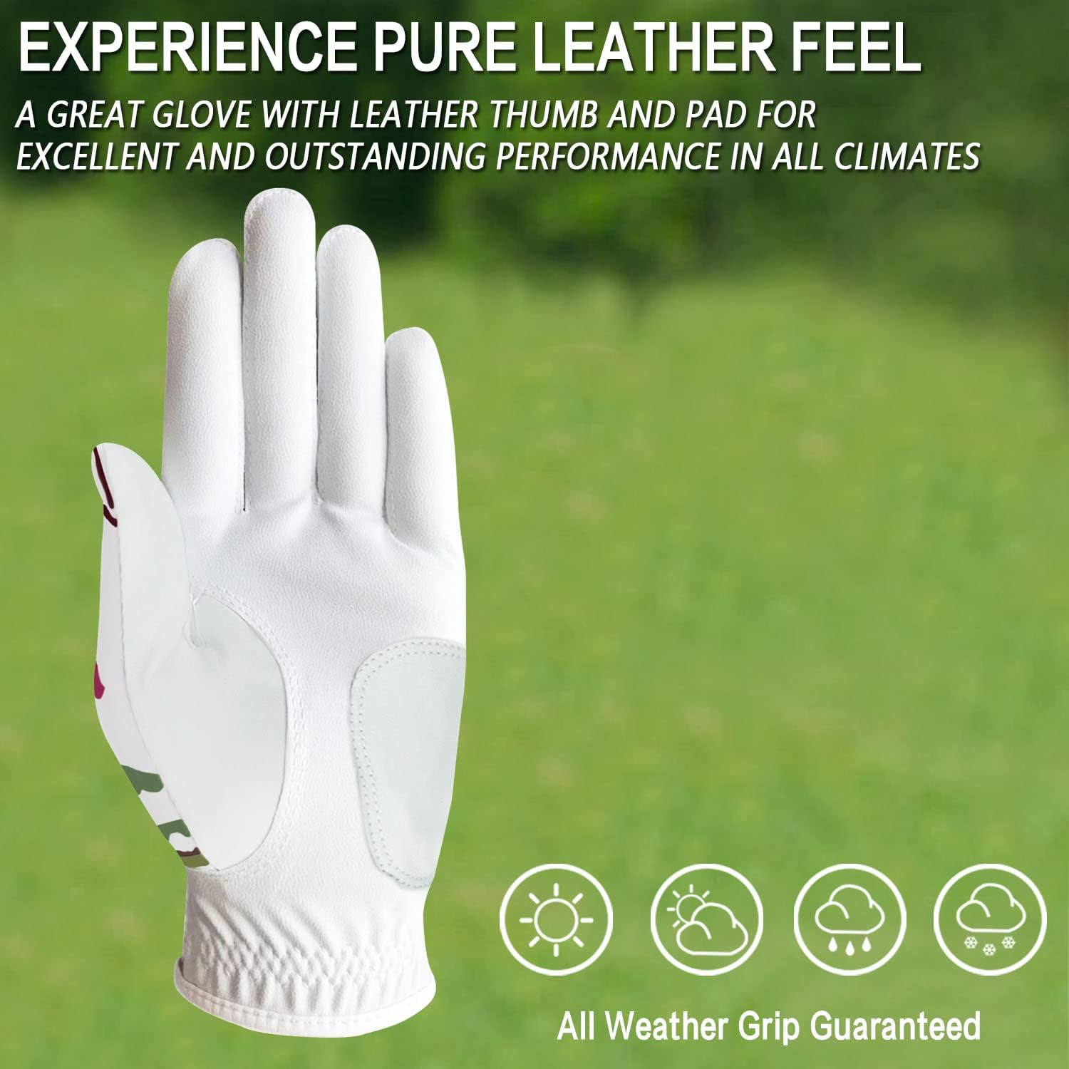 FINGER TEN Guantes de golf para mujer, mano izquierda y derecha, de cuero, con marcador de bola, guantes de colores para mujeres diestras y zurdas,