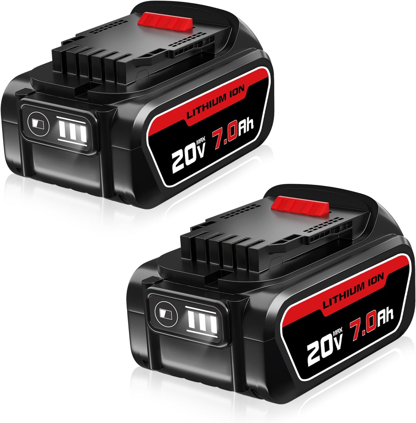 Paquete de 2 baterías de repuesto de 7000 mAh para Dewalt de 20 V, compatible con DCB205 iones de litio MAX DCB204 DCB206 DCB201 DCB203 DCB181