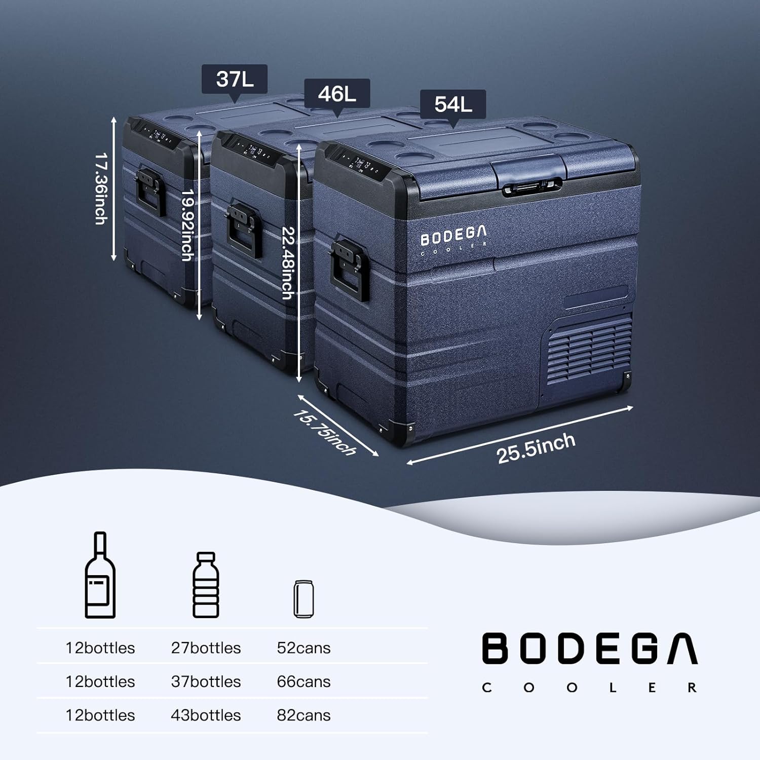 BODEGA COOLER Refrigerador de coche de 12 voltios, refrigerador de coche RV con control de aplicación de doble zona, congelador portátil, 57 cuartos