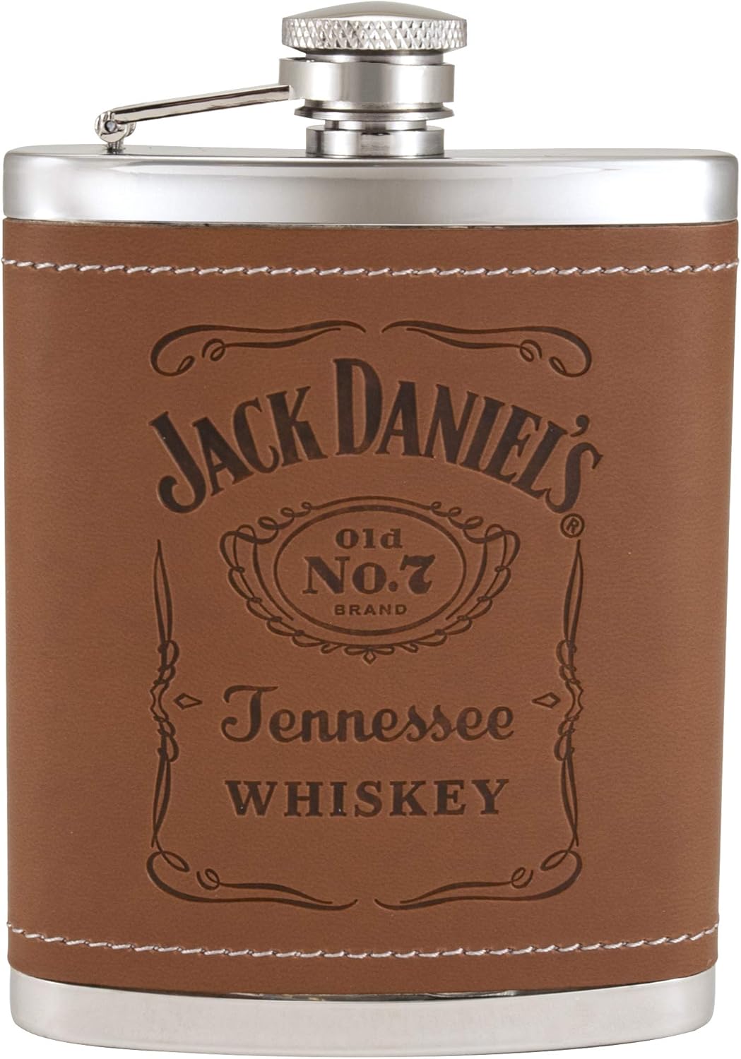 Jack Daniels – Frasco con licencia para bar, 6 onzas, color plateado