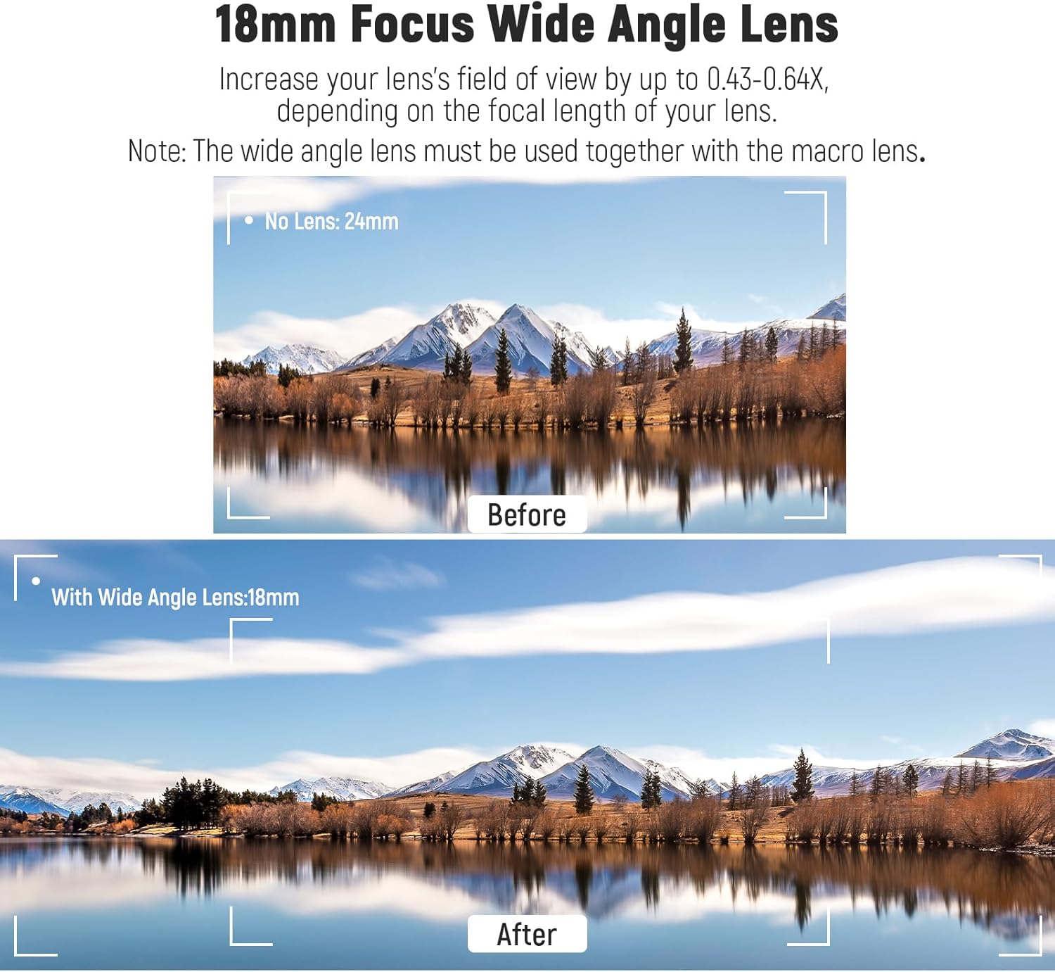 NEEWER Lente gran angular y macro HD 2 en 1 de 2.283 in 0.43X, lente ultra gran angular con longitud focal de 0.709 in compatible con Canon EOS T7