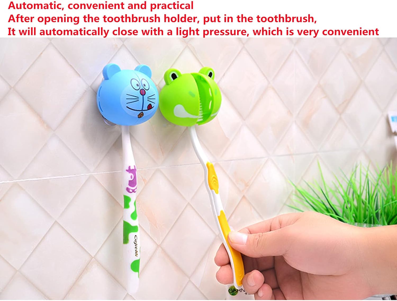 Estuche para cepillos de dientes a prueba de polvo para el hogar, montaje en la pared, bonita funda para cepillo de dientes con ventosa de dibujos