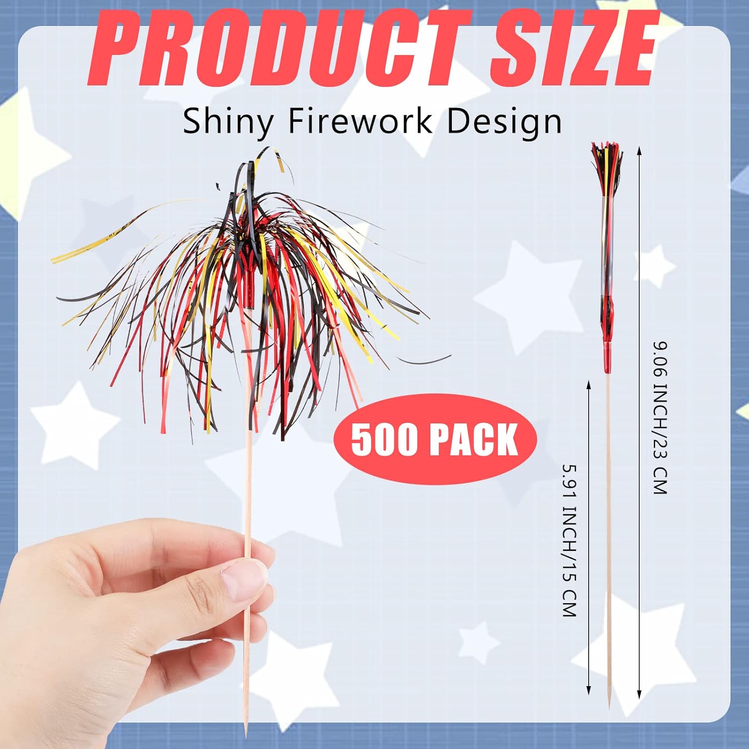 500 piezas de adornos para magdalenas de fuegos artificiales, adornos de tartas navideñas, palillos de dientes decorativos para aperitivos para