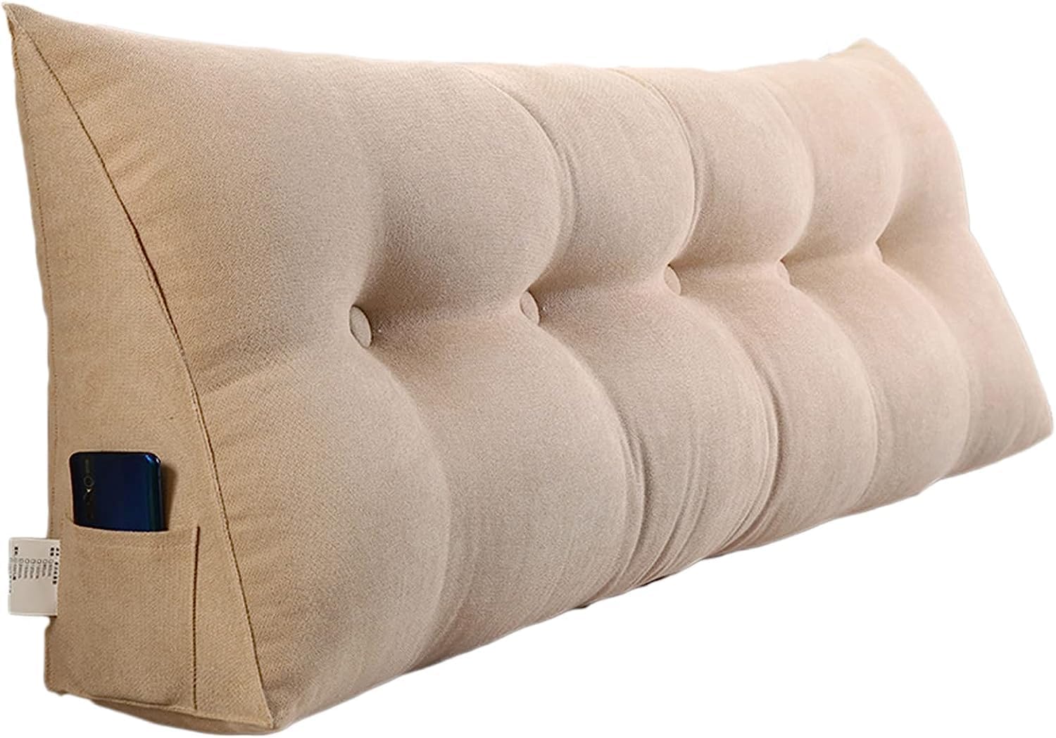 Cojín de cama de lectura Queen  Almohada triangular de cuña para cabecero, soporte de posicionamiento trasero, relleno extra y funda extraíble para