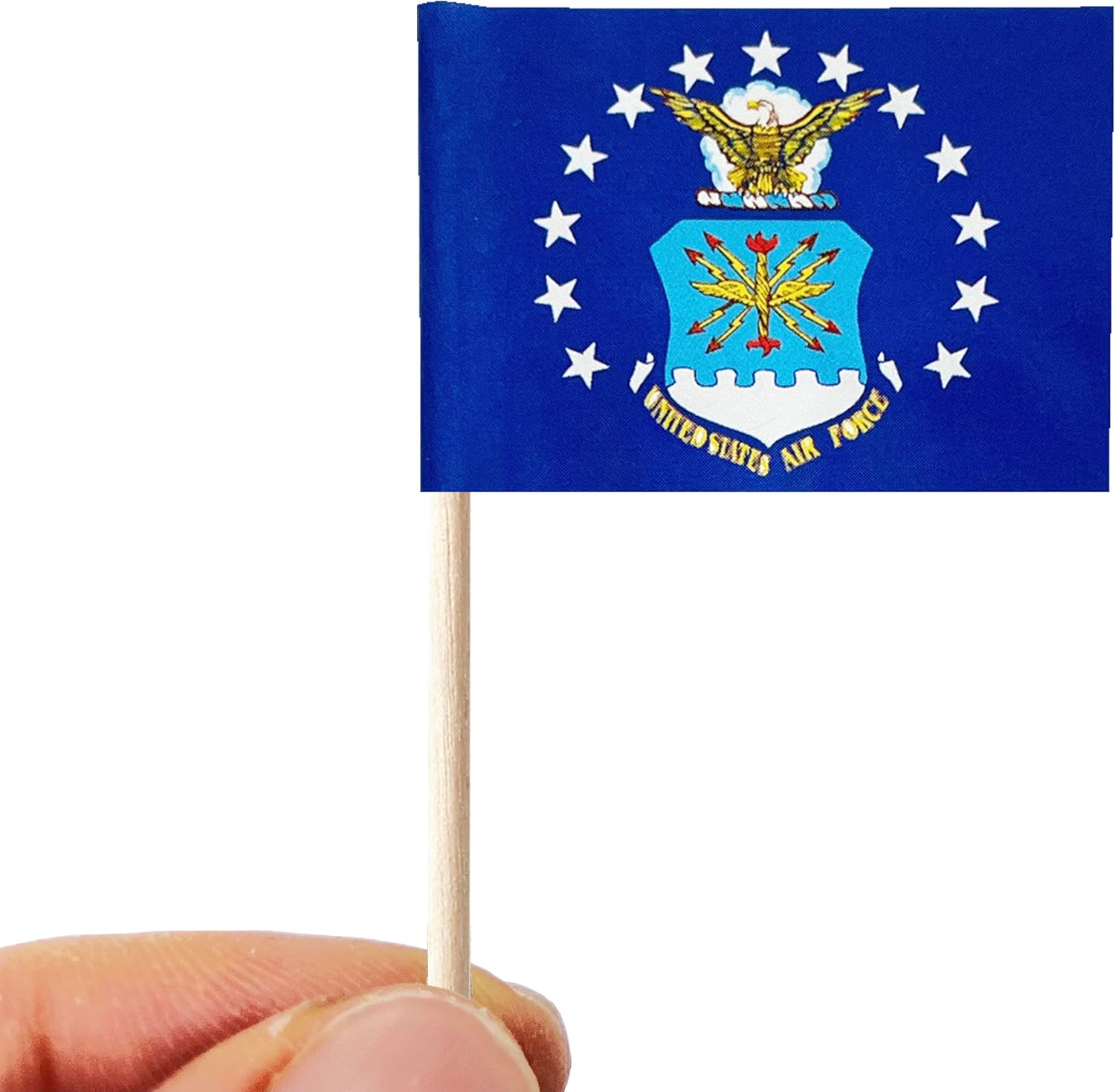 100 banderas de la Fuerza Aérea de Estados Unidos de Estados Unidos, palillos de dientes, mini banderas pequeñas de Estados Unidos para cupcakes,