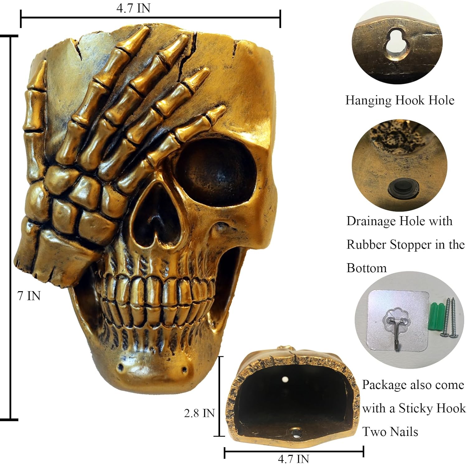 Maceta de valla de calavera para plantas al aire libre, macetas de pared espeluznantes para decoración de interiores y exteriores, divertida maceta