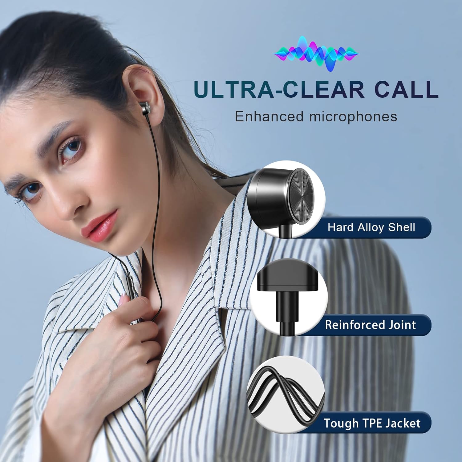 Auriculares Lightning para iPhone 13, 14, 12 Pro Max, con certificación MFi con micrófono, aislamiento de ruido, auriculares estéreo de graves
