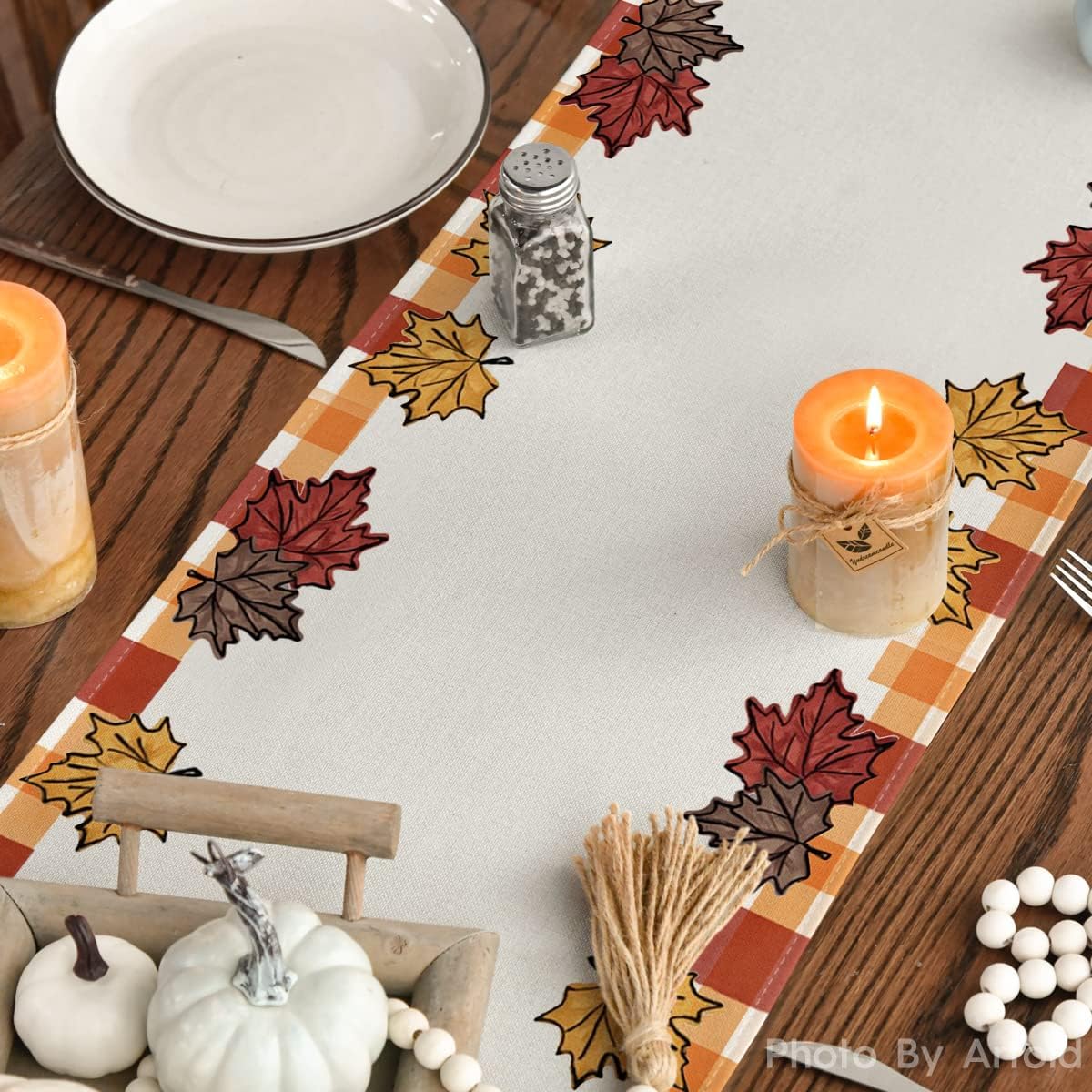 Artoid Mode Buffalo Plaid It’s Fall Y’all – Jarrón floral de hojas de arce para otoño, decoración de mesa de comedor de cocina para decoración de