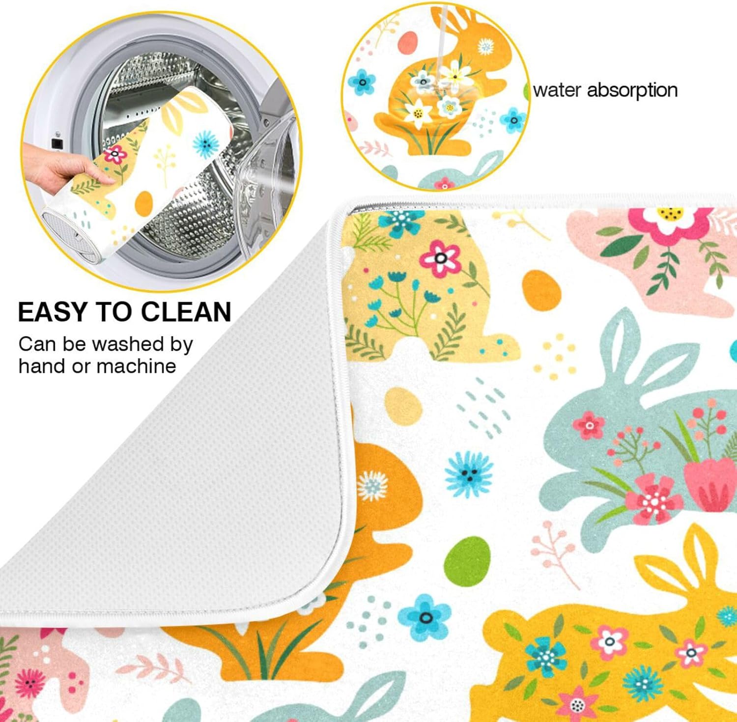 Easter Decorative Botanical Design Drying Dish Mat Washnable Absorbent Dish Drainer Mat For Kitchen Counter Kitchen Matt Tapete Para Cocina 16” x