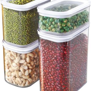 Glad Recipientes de almacenamiento de alimentos herméticos con tapas, recipientes apilables para cereales, pasta, suministros para hornear, Glad Recipientes de almacenamiento de alimentos herméticos con tapas, recipientes apilables para cereales, pasta, suministros para hornear,