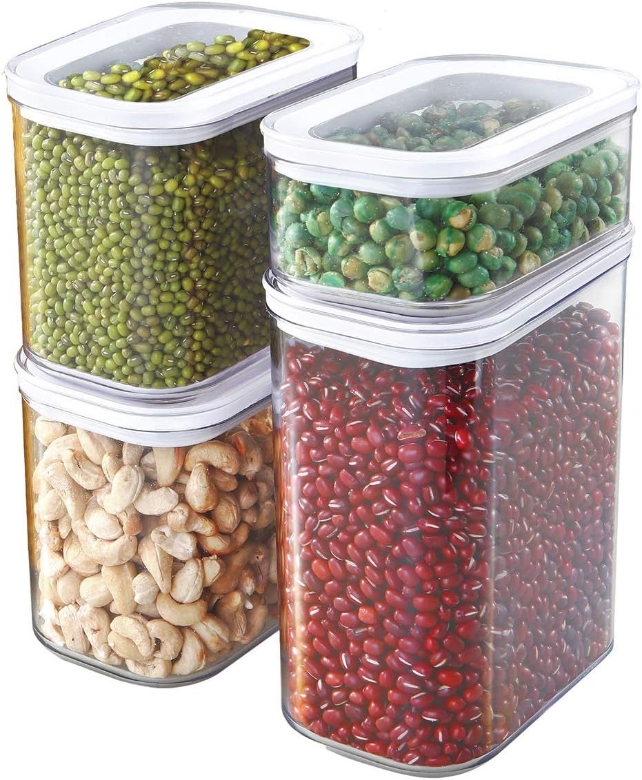 Glad Recipientes de almacenamiento de alimentos herméticos con tapas, recipientes apilables para cereales, pasta, suministros para hornear,