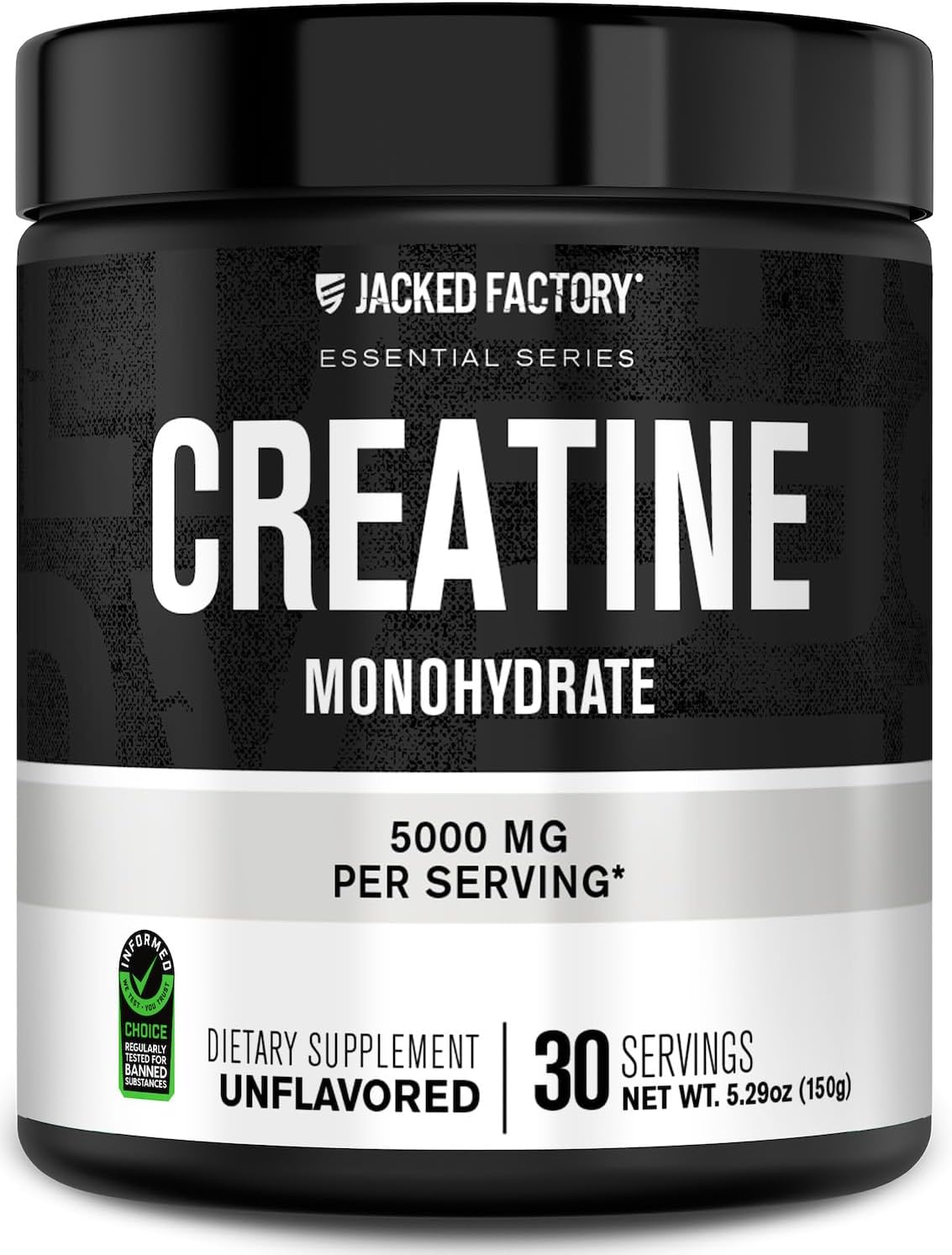 Jacked Factory Monohidrato de creatina en polvo 5.29 oz – Suplemento de creatina para el crecimiento muscular, mayor fuerza, mayor producción de