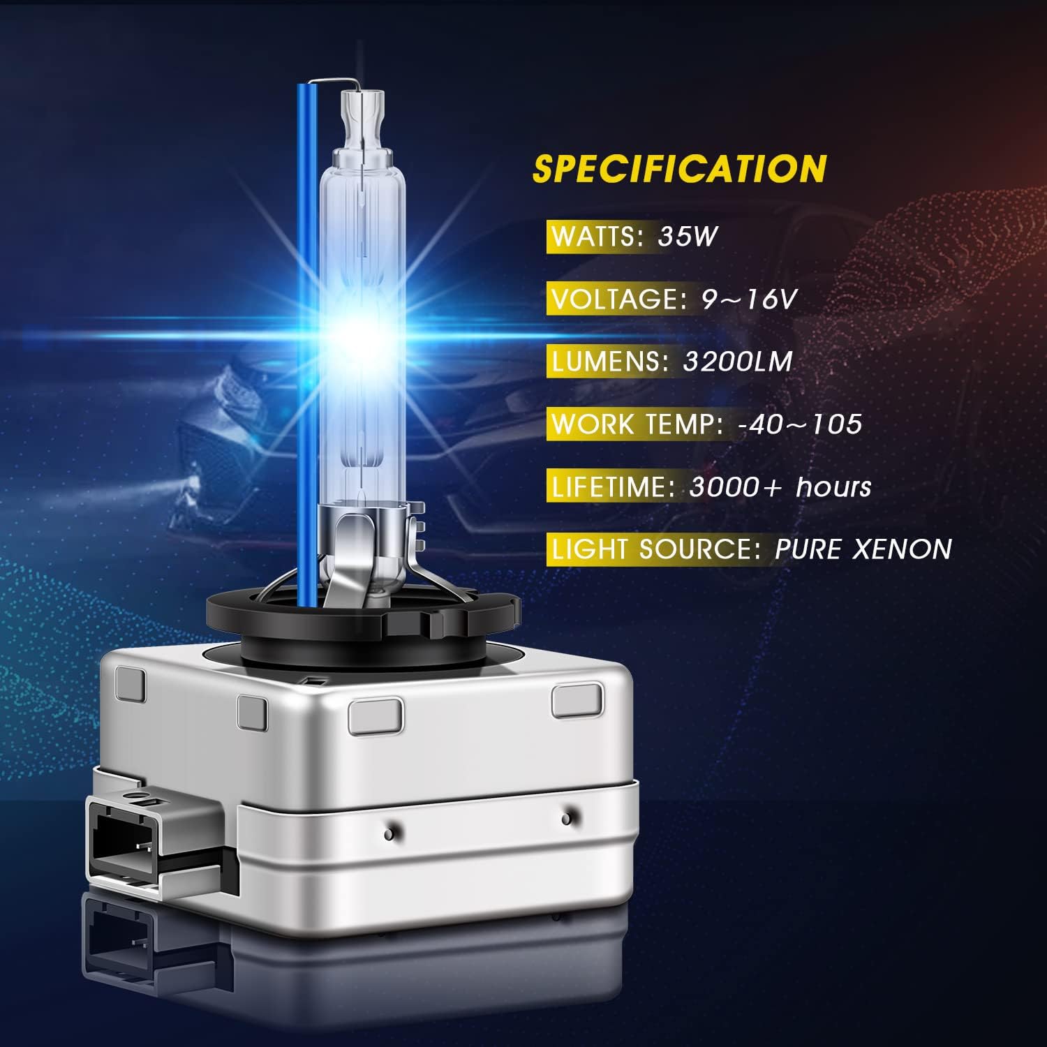 TECTICO D1S – Bombillas de xenón HID para faros delanteros, 35 W, 8000 K, luz blanca fría, luces altasbajas, bombillas de repuesto para automóviles,