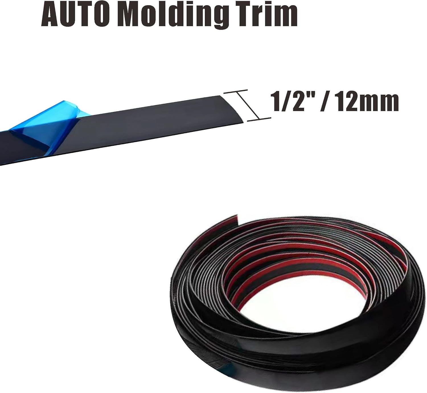 Ancho 12 pulgada (0.472 in), tira de moldeo autoadhesiva a prueba de arañazos, moldura exterior e interior de automóvil, camión, caravana, moldura