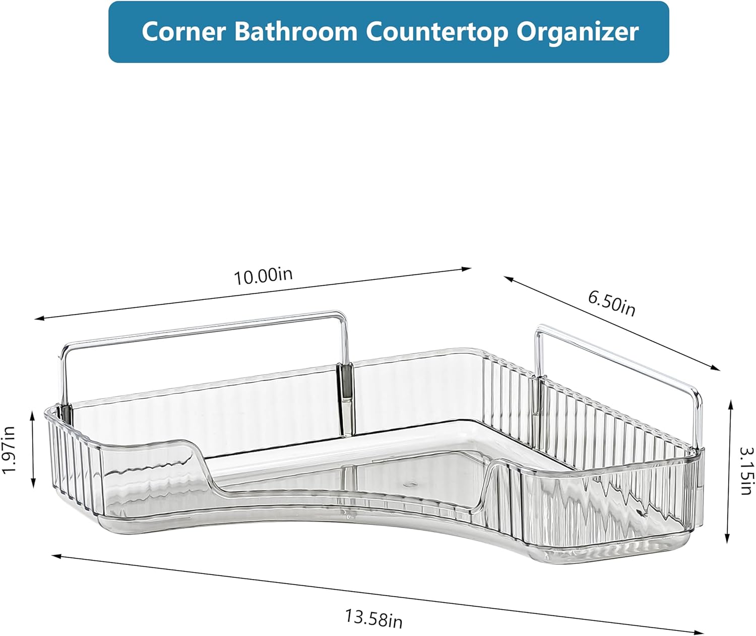 Organizador de esquina para encimera de baño, bandejas de tocador de 1 nivel para encimera de baño, organizador de maquillaje, bandeja de perfume,